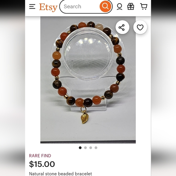 Elegant Beaded Bracelet with Leaf Charm - Picture 2 of 2